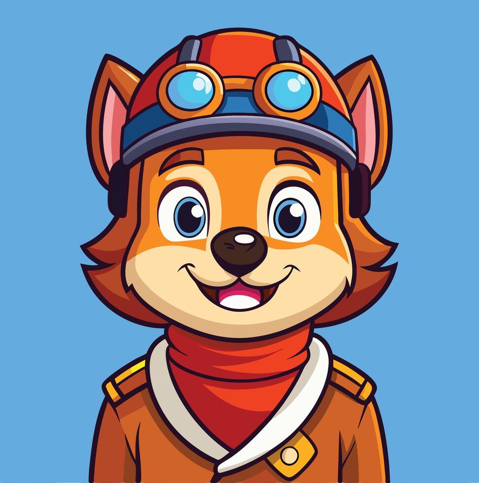Cartoon Fox Pilot Avatar Mascot With Retro Goggles And Flight Jacket Illustration vector