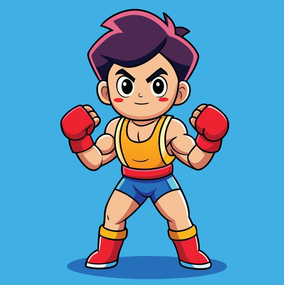 Cartoon Boxer Character Illustration Ready For A Fight In Style vector
