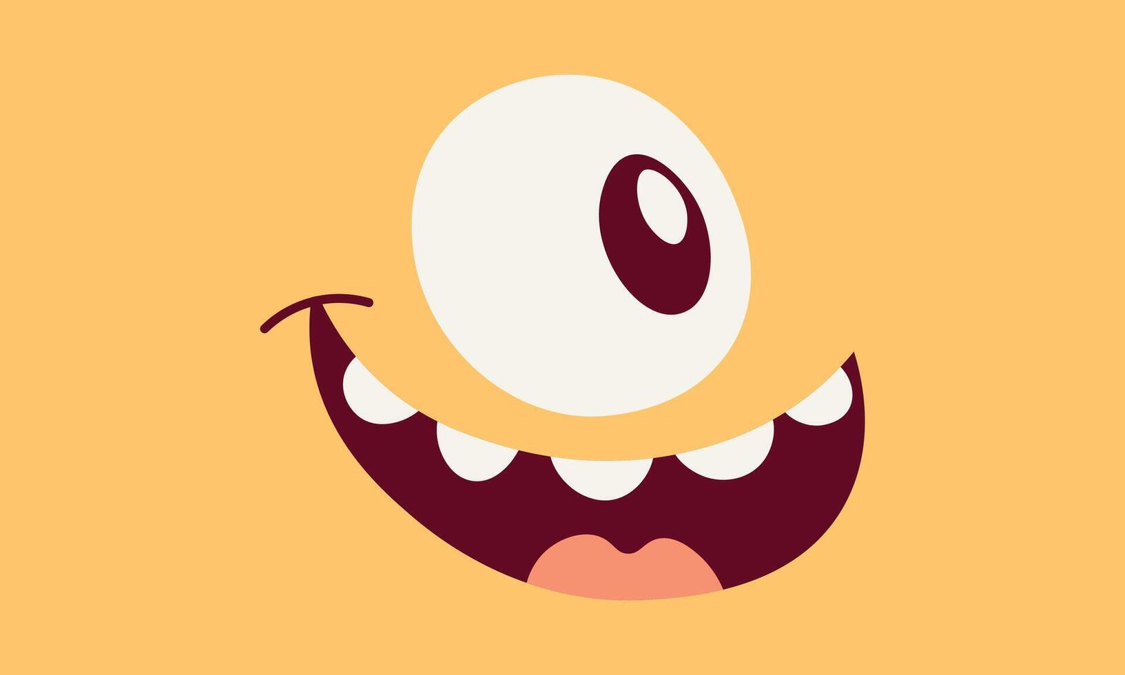 Yellow background with a monster's face vector