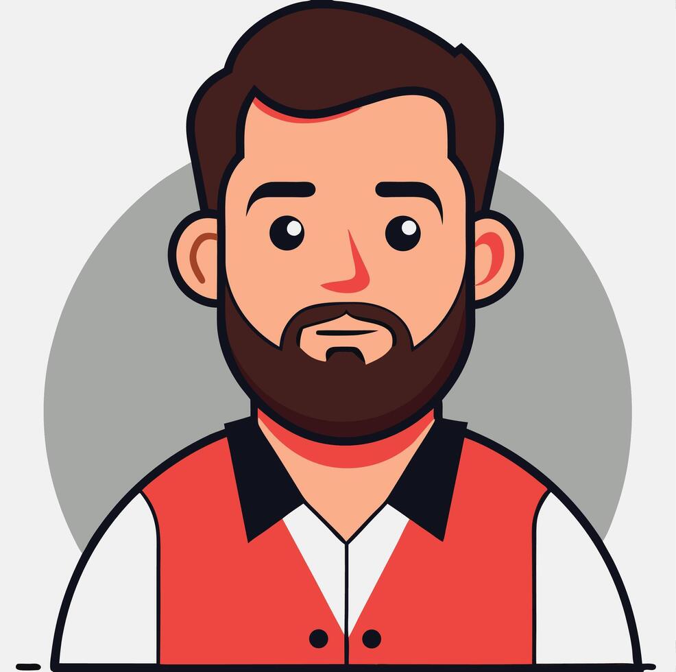 Illustration Of A Bearded Man In A Red Vest Character Design vector