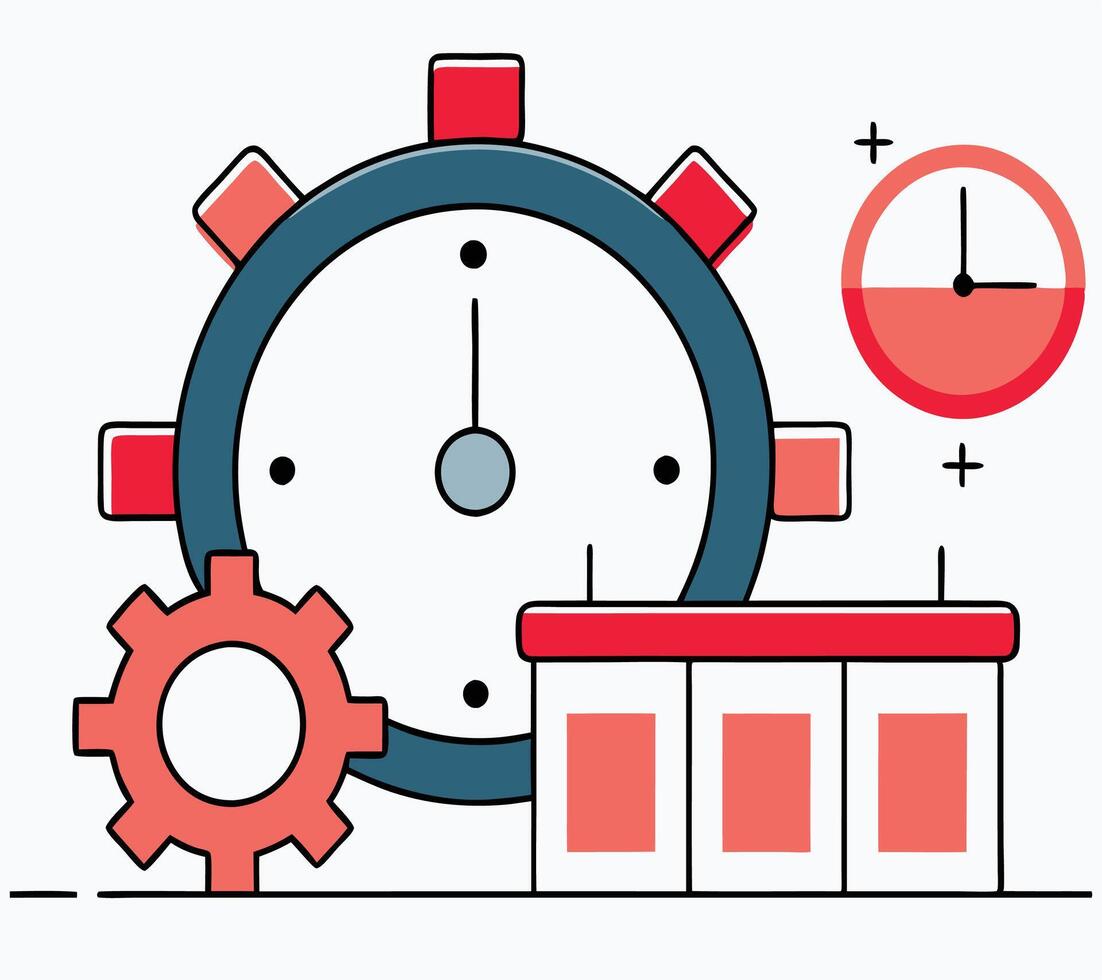 Productivity And Time Management Concepts With Clock Gear And Calendar Design vector