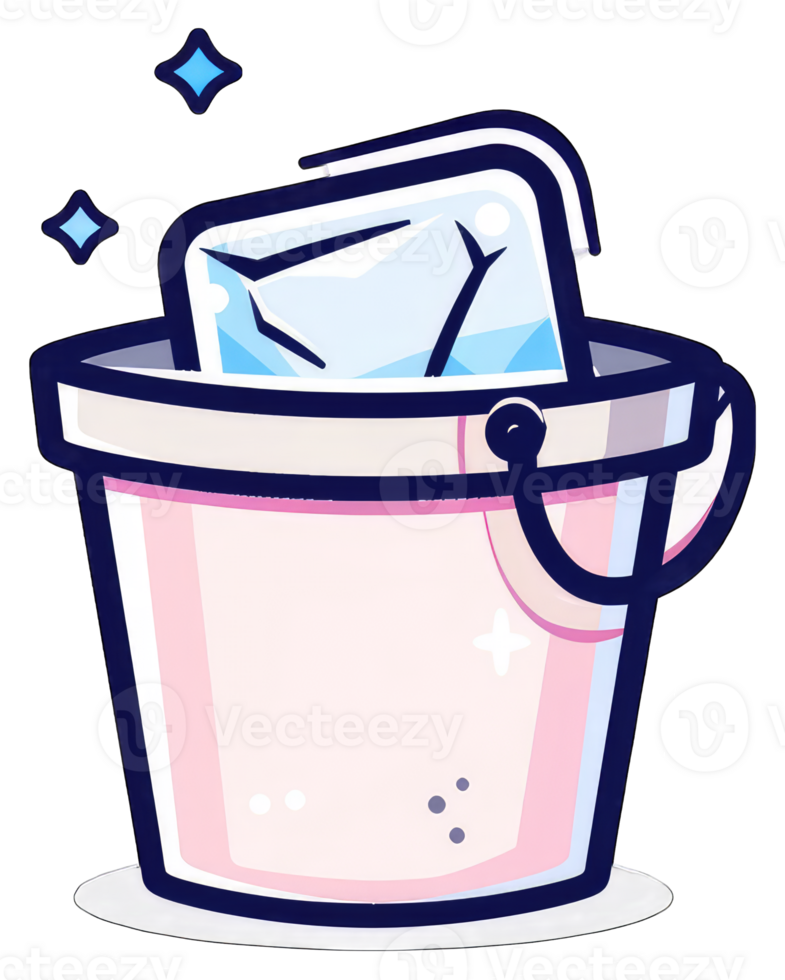 A pink bucket with ice in it png