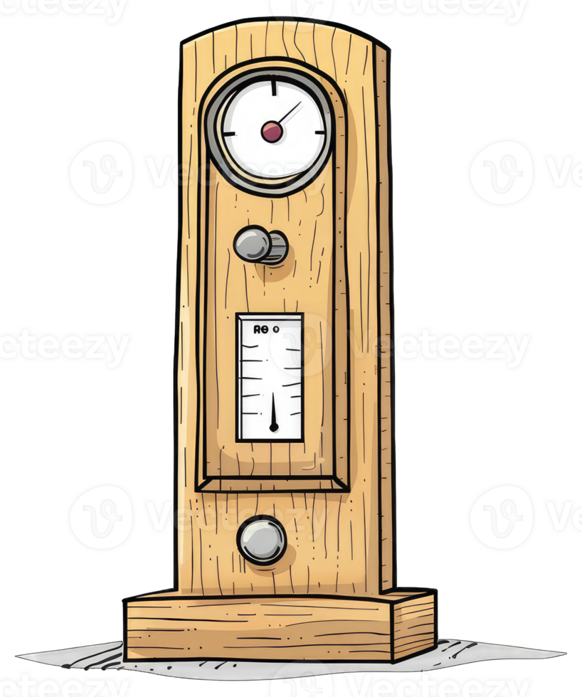A wooden clock with a clock face and a clock png