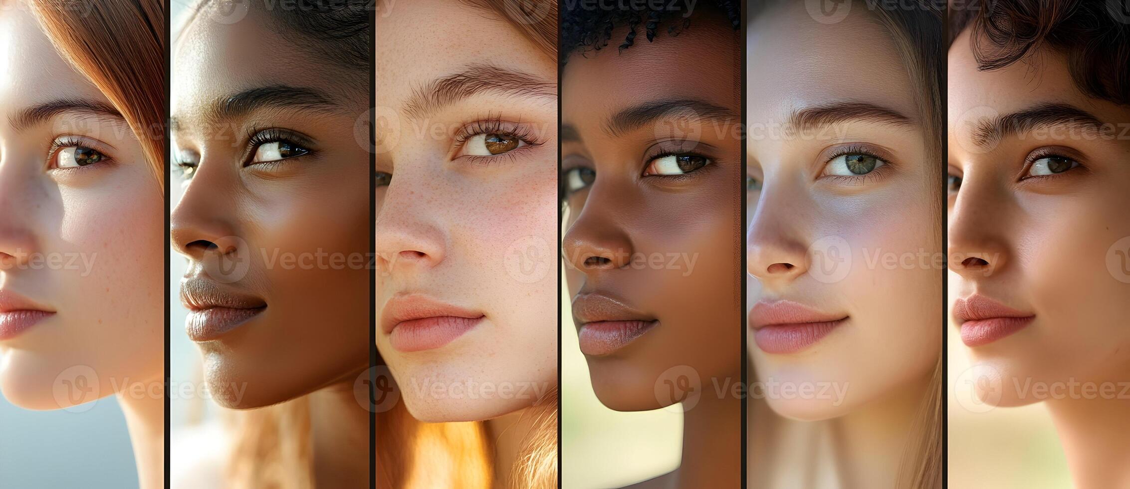 Diverse Women Faces Beauty Skin Tones Portrait Collection girl hair eyes lips model photo image