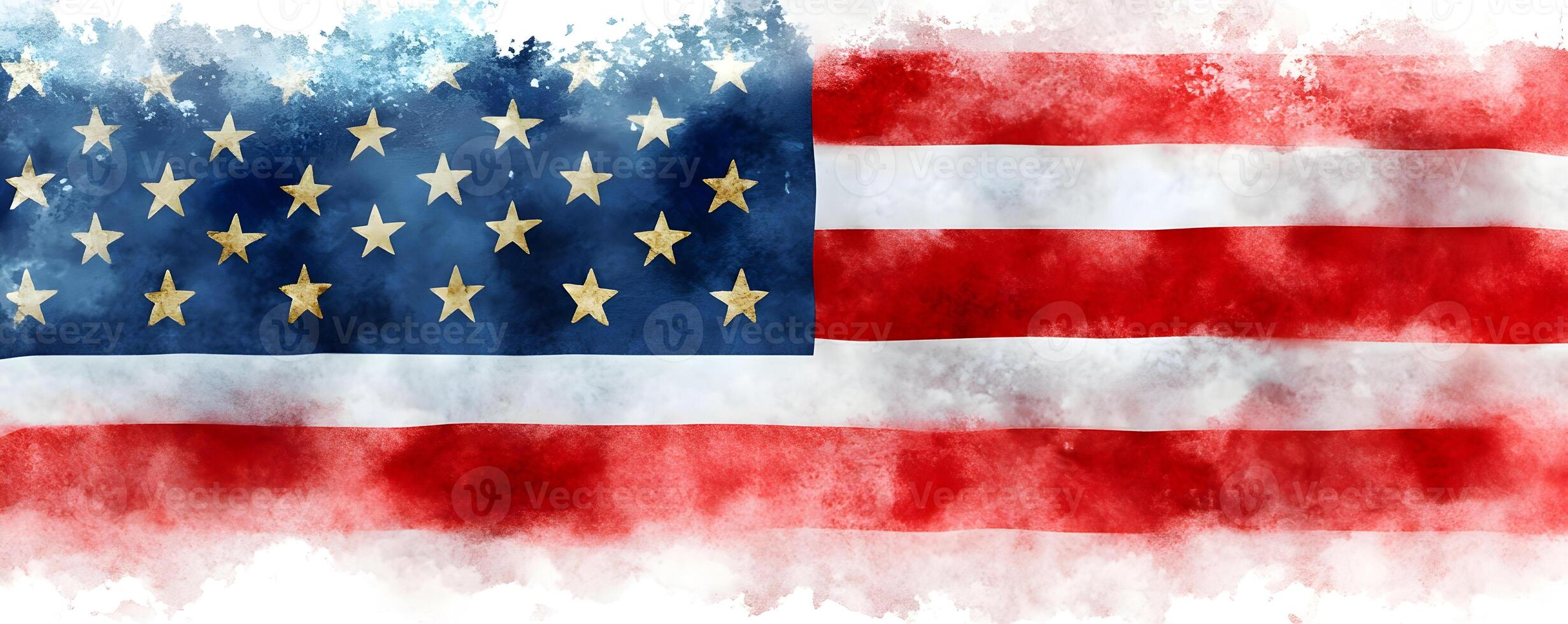 Abstract American flag design with blurred red and blue tones in a painterly style photo