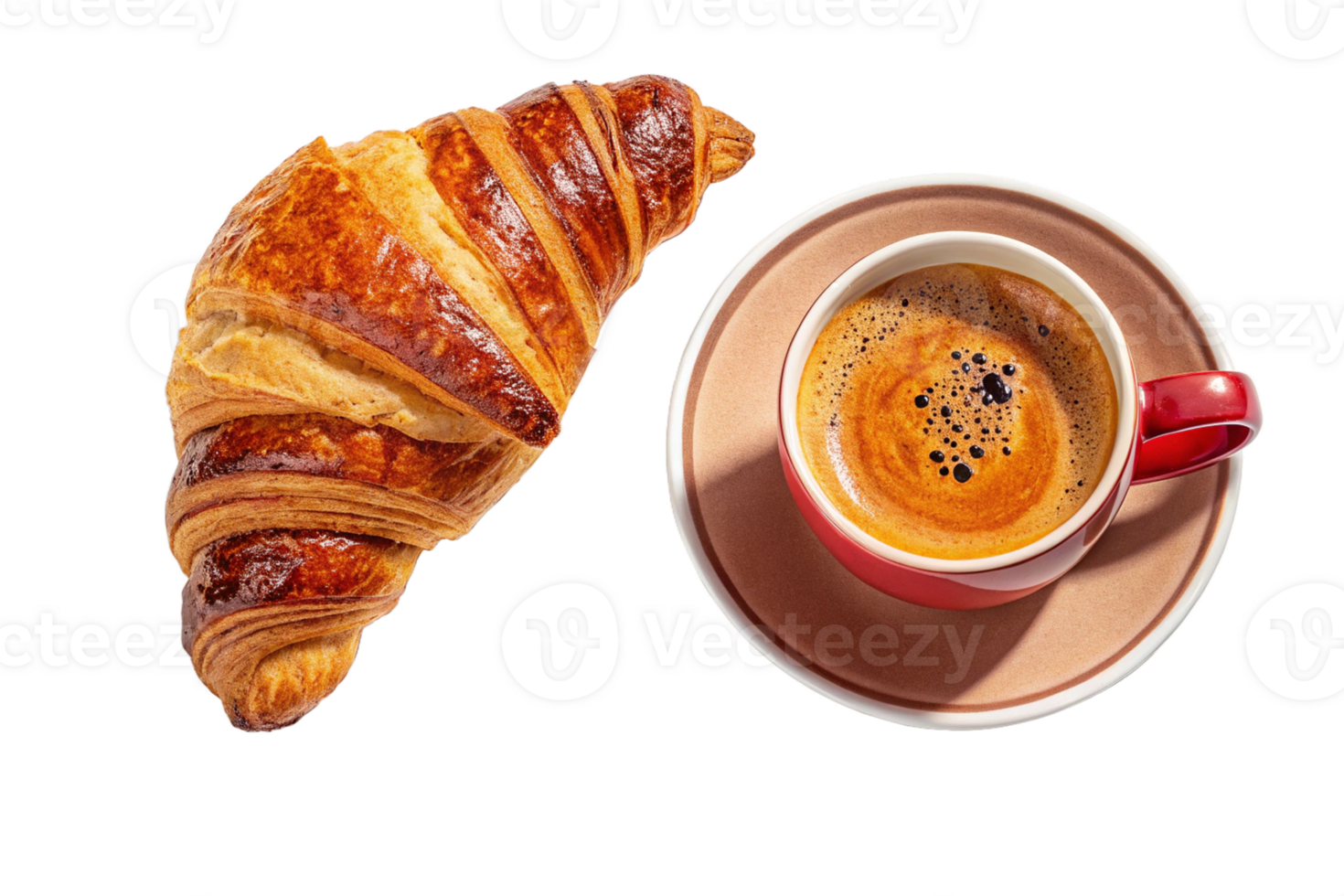 croissant and coffee, top view -generated by ai png