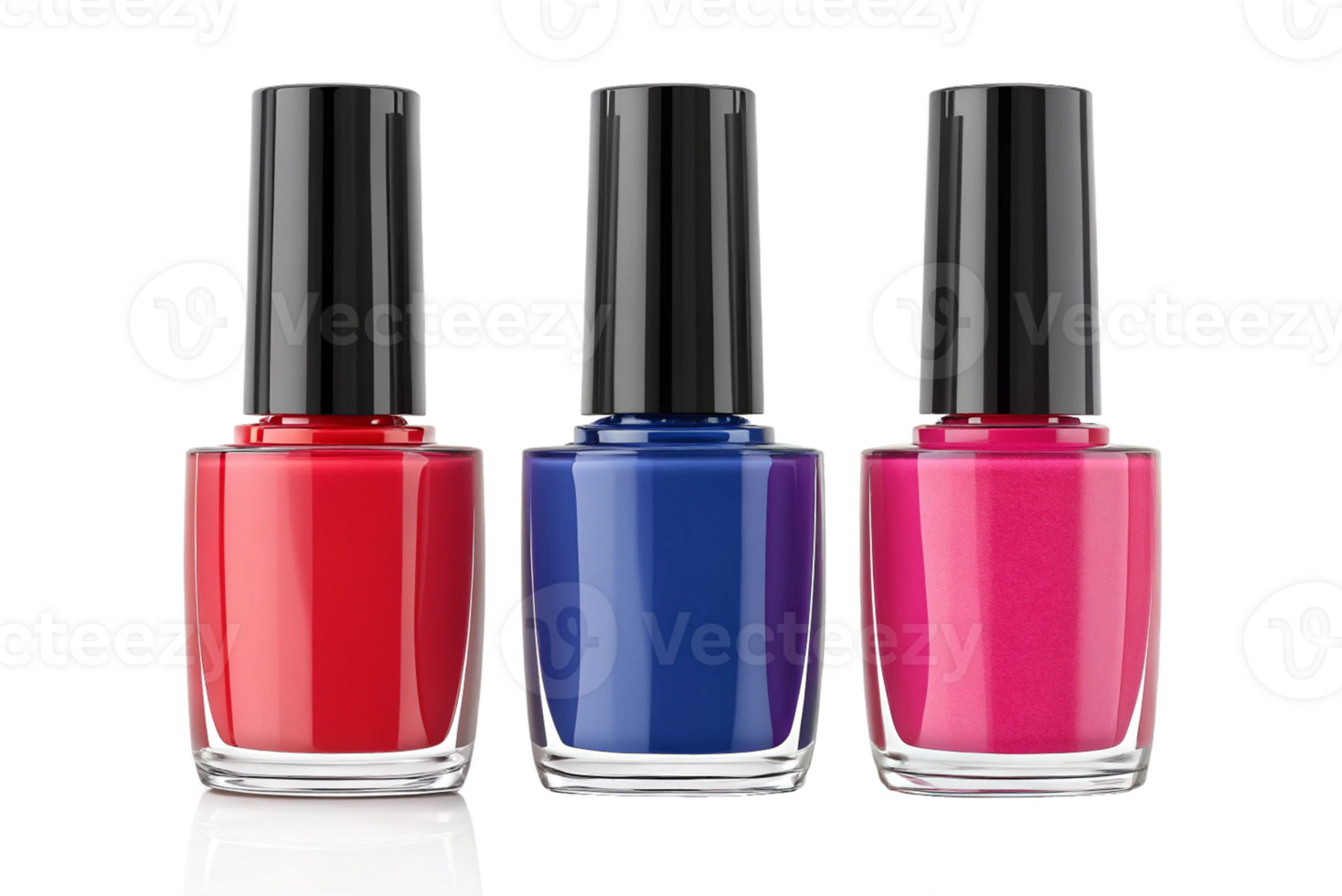 tree nail polish bottles in bold colors isolated- 3d rendering-generated by ai png