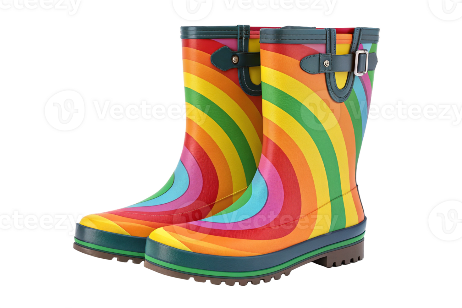 rainbow colorful rain boots isolated -generated by ai png