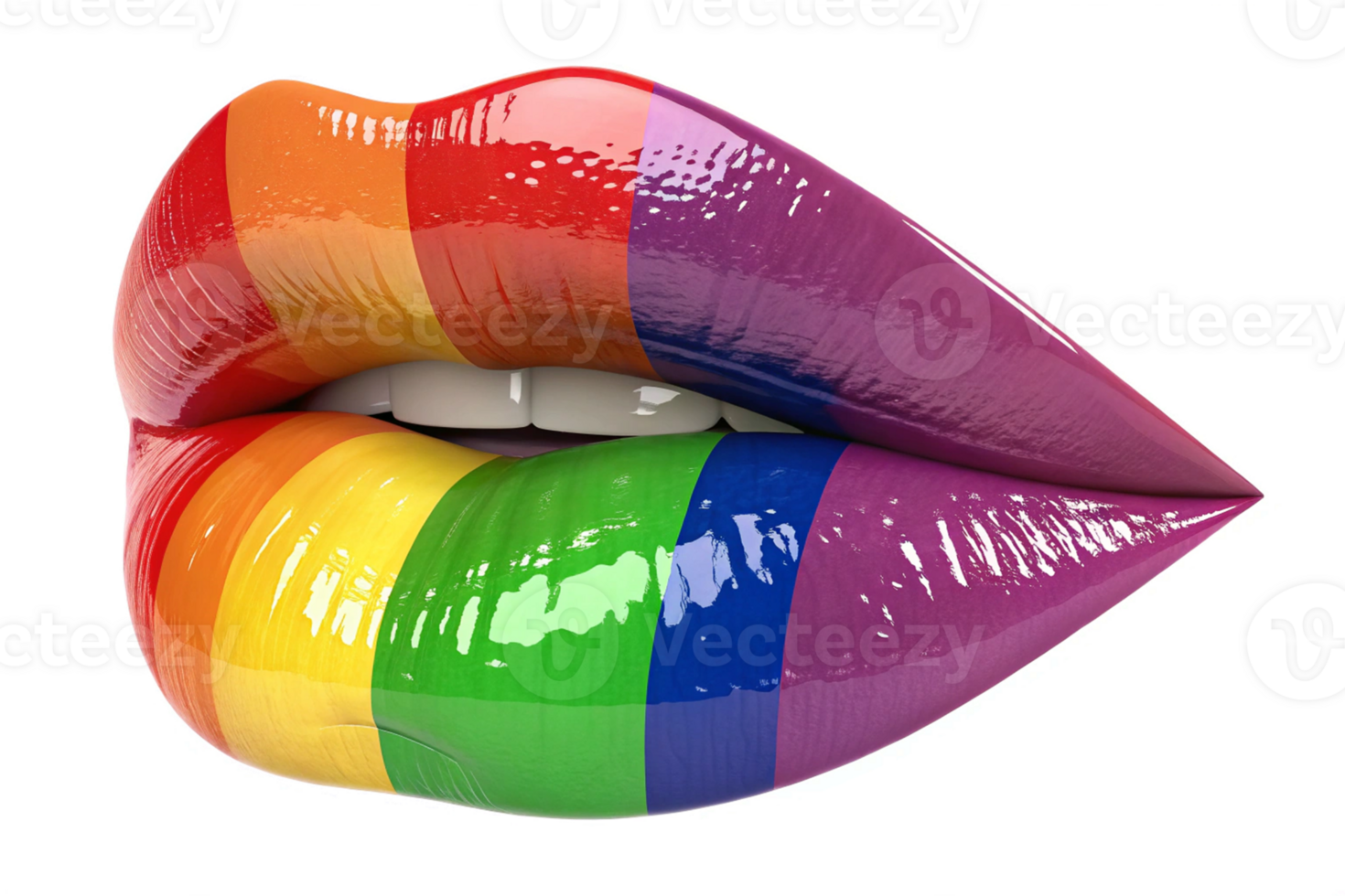 colorfull Rainbow Lips isolated, 3d rendering-generated by ai png