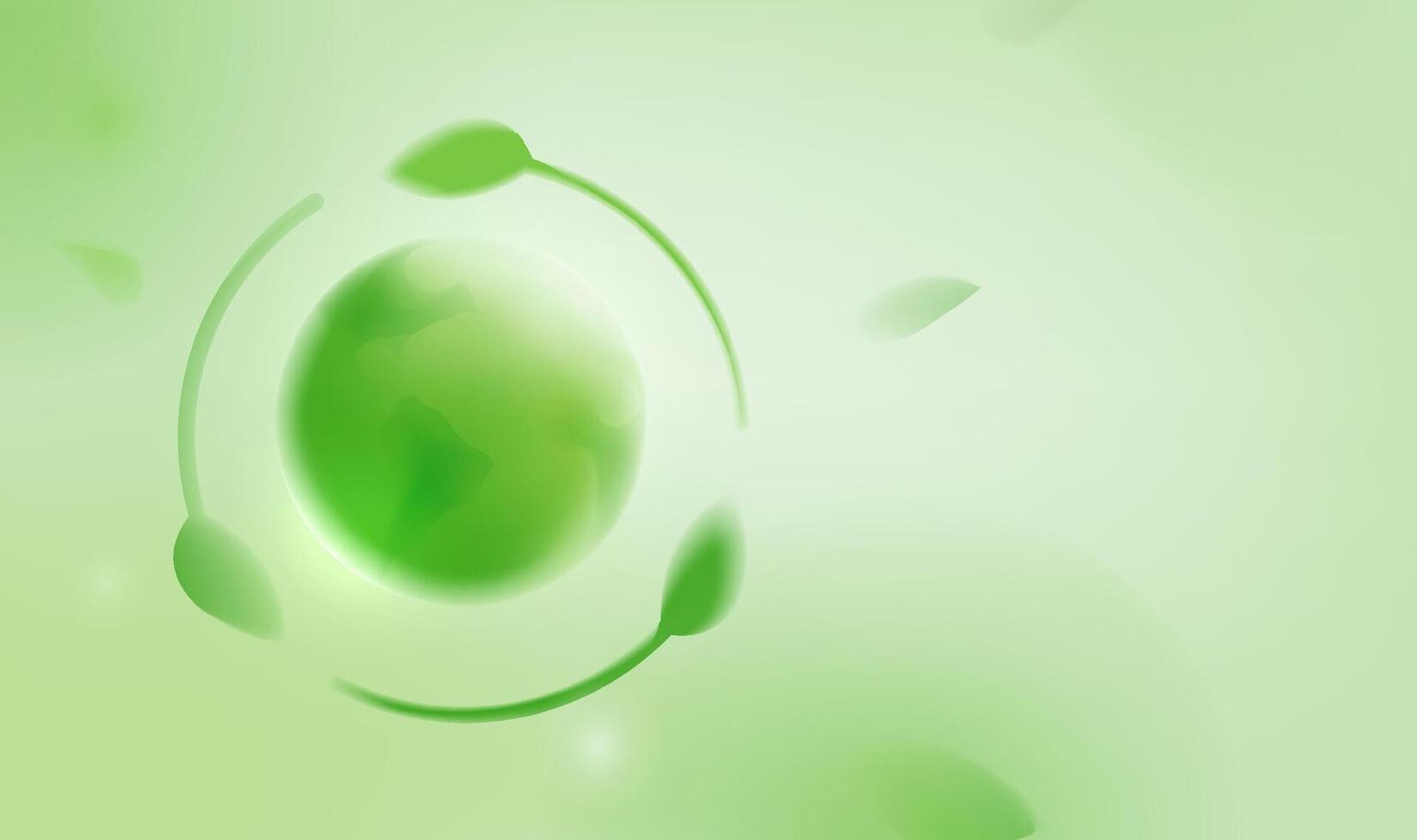 Green environmental protection horizontal illustration The earth is surrounded by green leaves vector