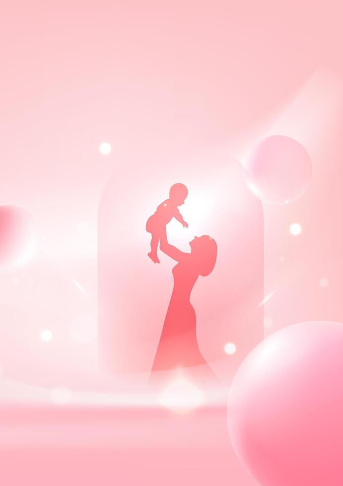 Mother's Day vertical illustration mother holding child vector