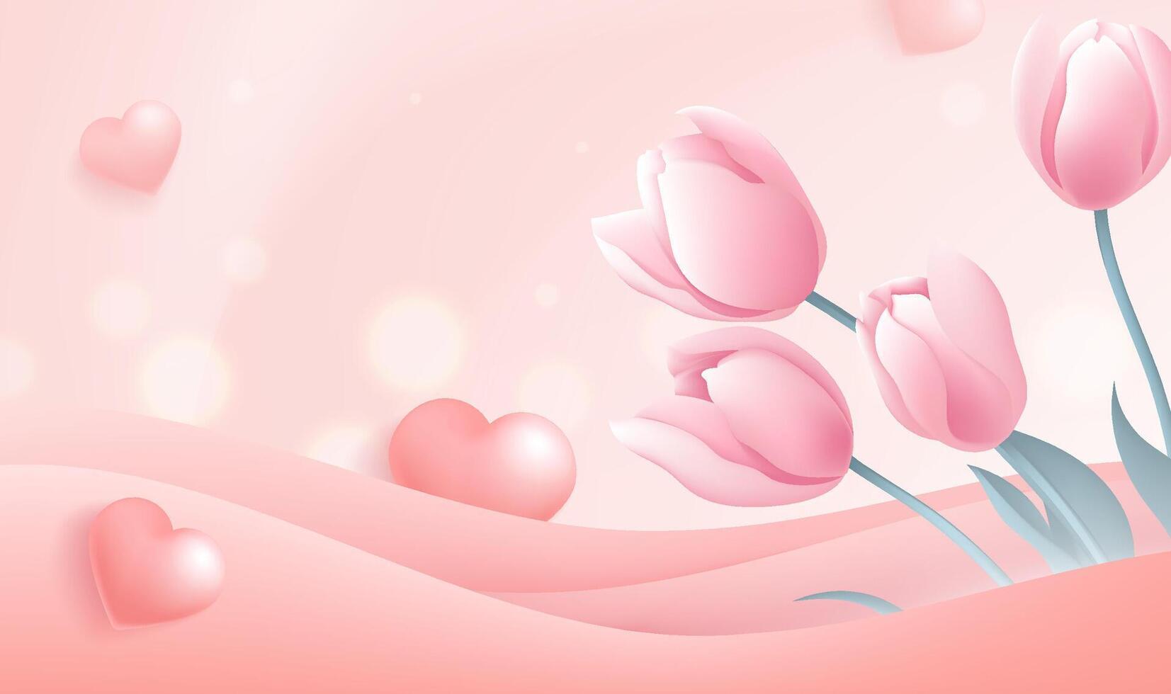 Mother's Day horizontal illustration tulip background vector