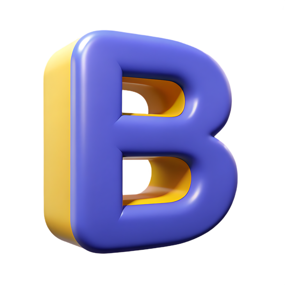 Shiny 3D Golden 'B' Letter Symbol with Metallic Chrome Effect png