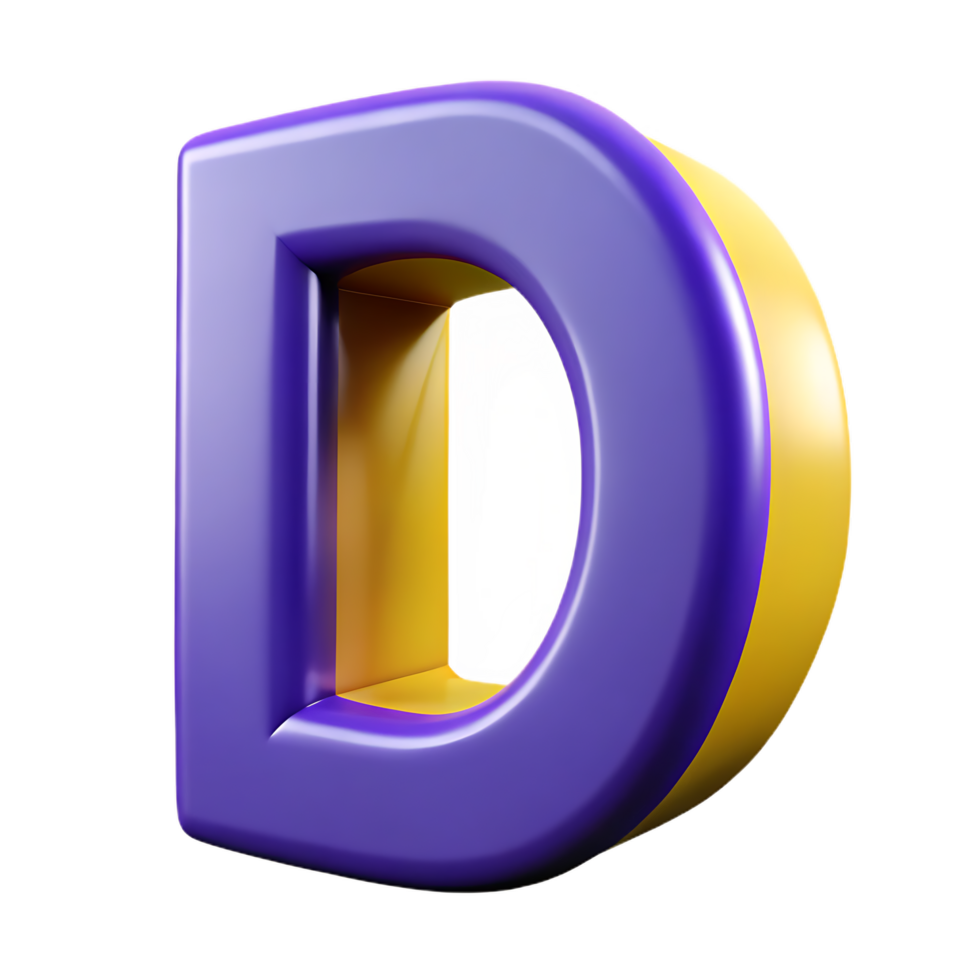 A shiny 3D blue D letter alphabet design element png