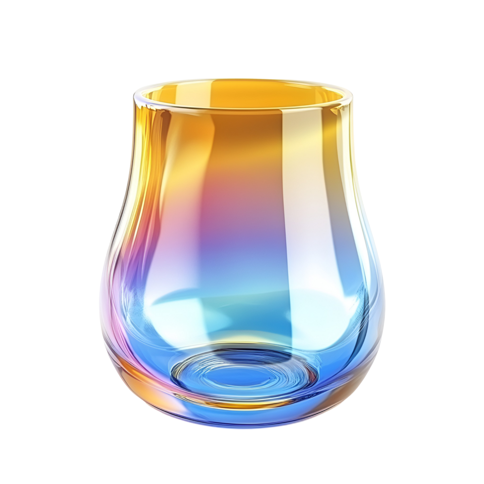 3D Transparent Glass Mug With Vibrant Rainbow Design On Transparent Background png