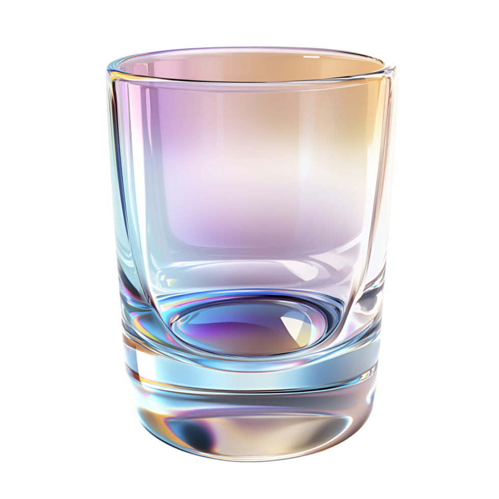 3D Rainbow Striped Glass Cup With Colorful Details On Transparent Background png