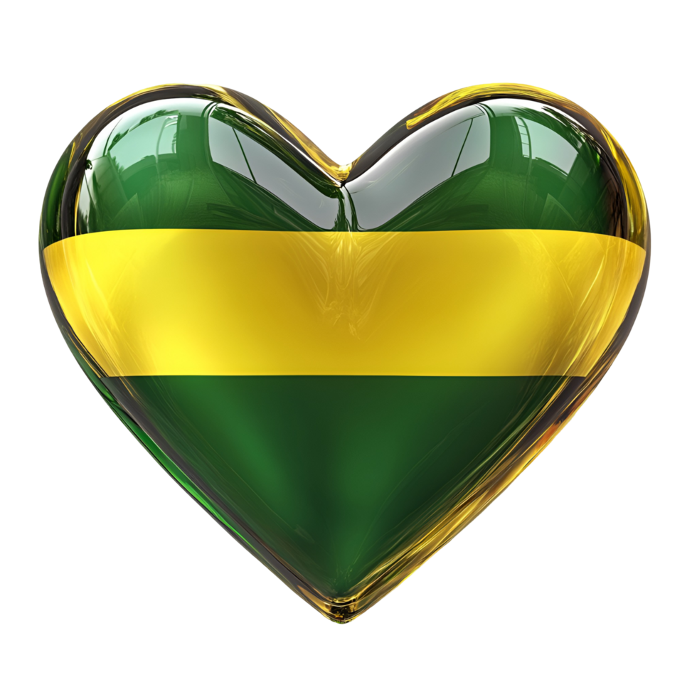 3D Jamaican Flag Heart Emblem Design On Transparent Background png