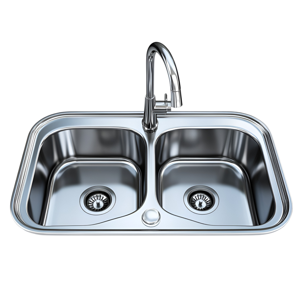 3D Kitchen Sink With Faucet And Drain On Transparent Background png