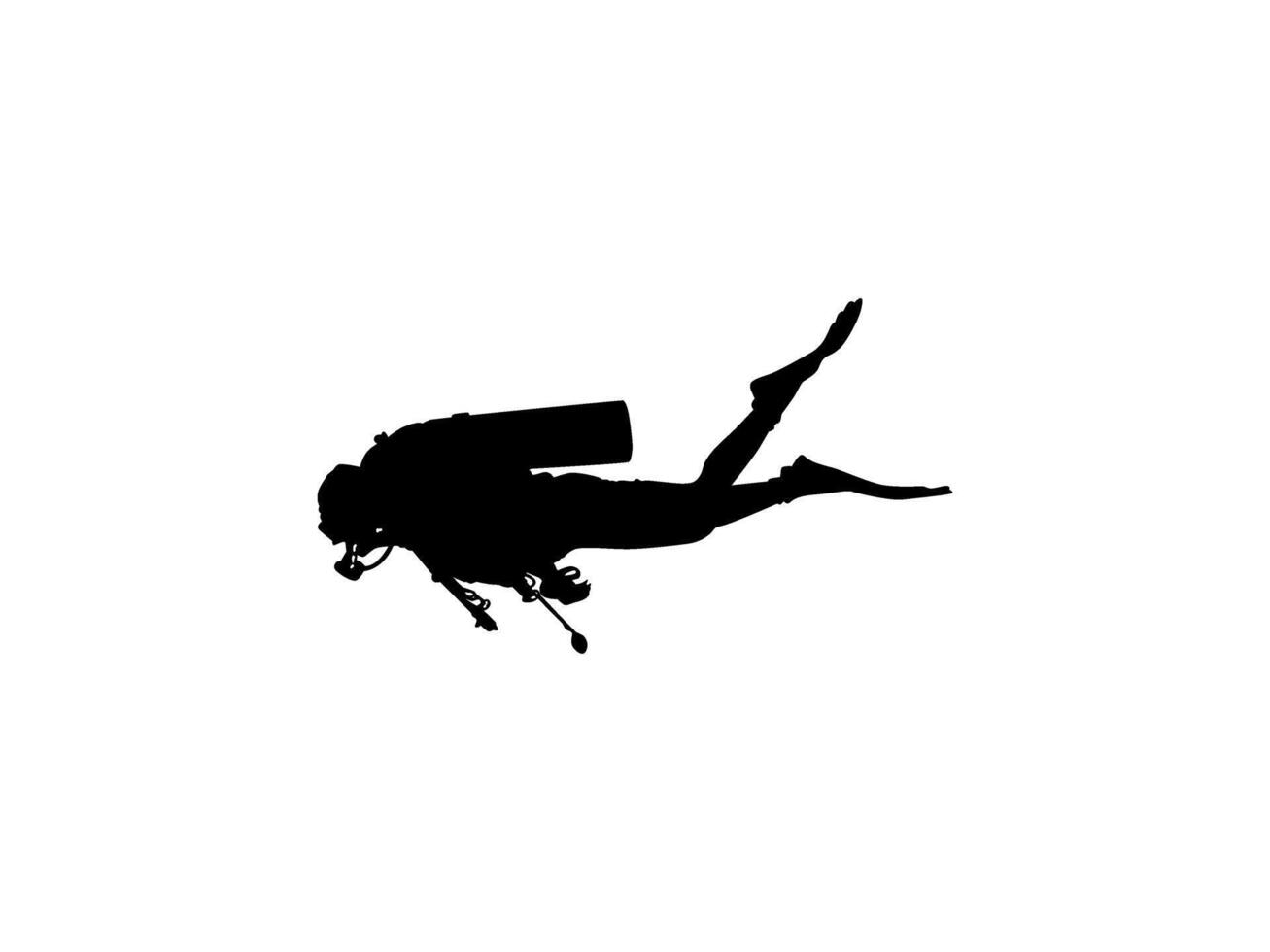 Silhouette of the Diving, Flat style and BW vector