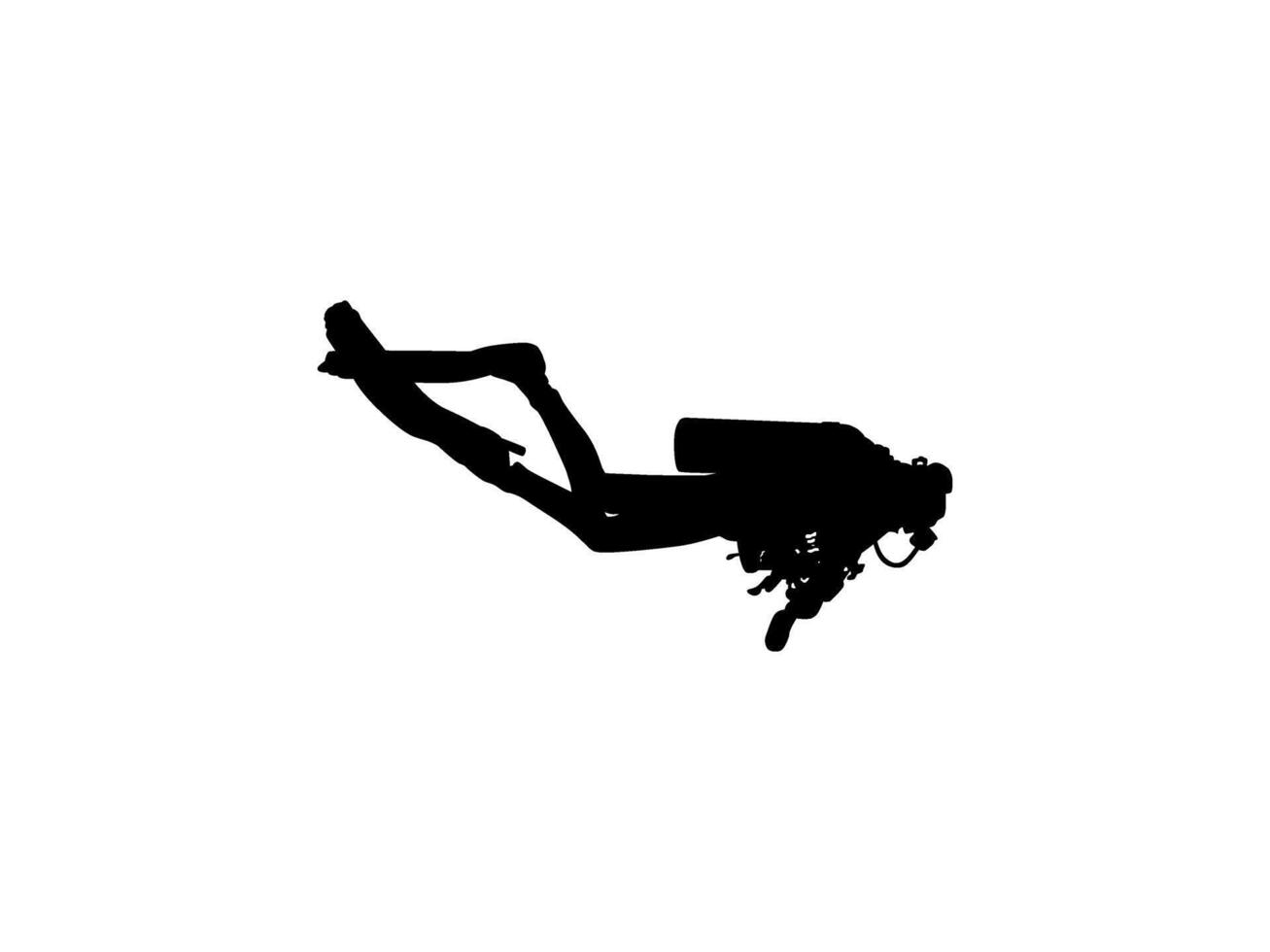 Silhouette of the Diving, Flat style, vector