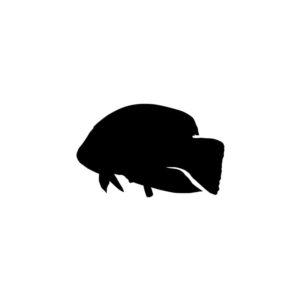 Humphead wrasse Silhouette, Cheilinus undulatus, also known as the Maori wrasse, Napoleon wrasse, Napoleon fish, can use for Logo Gram, Pictogram, ect. BW Flat Style, vector