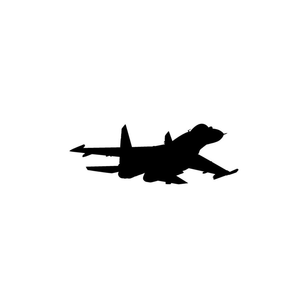 Silhouette of the Jet Fighter, Fighter aircraft are military aircraft designed primarily for air-to-air combat. Black White vector