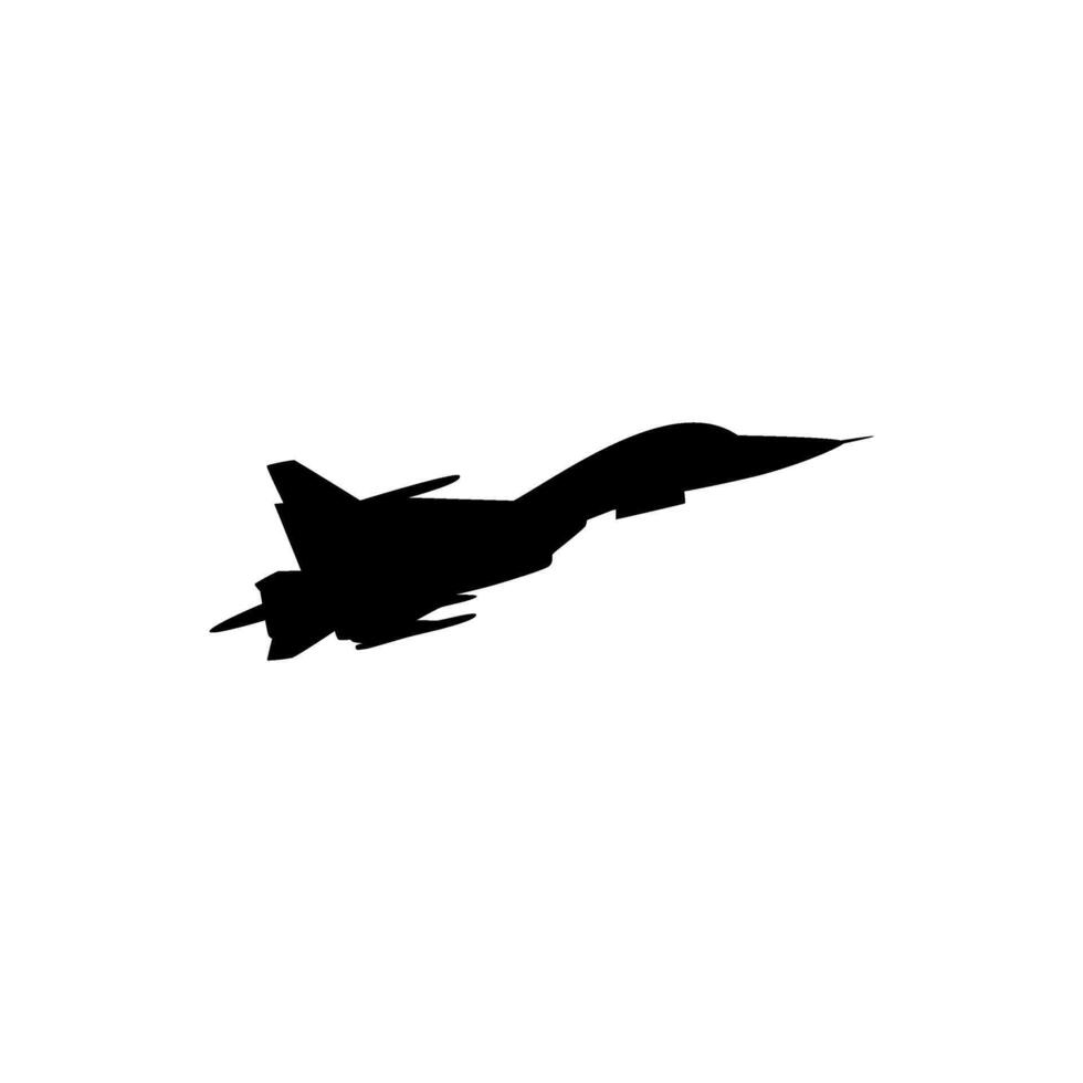 Silhouette of the Jet Fighter, Fighter aircraft are military aircraft designed primarily for air-to-air combat. Flat Style and Editable vector