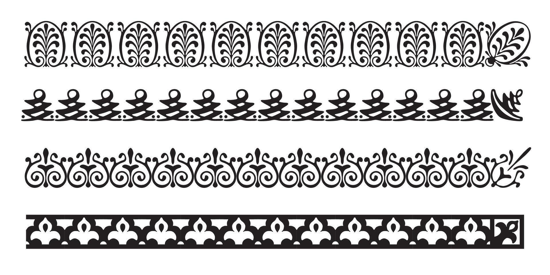 Set of decorative seamless border with corner - vector
