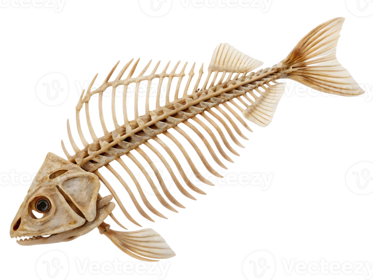 Fish Skeleton on Transparent Background Displaying Elegant Bone Structure png