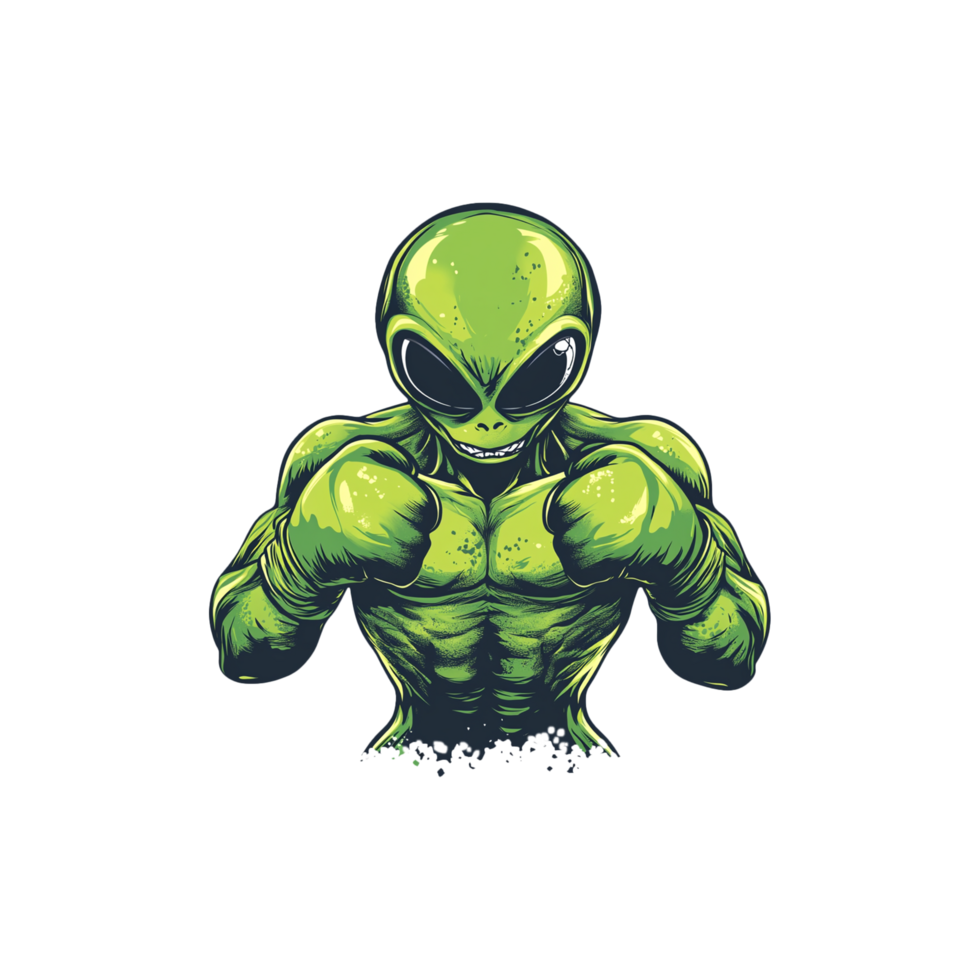 Green alien boxer on a transparent background png