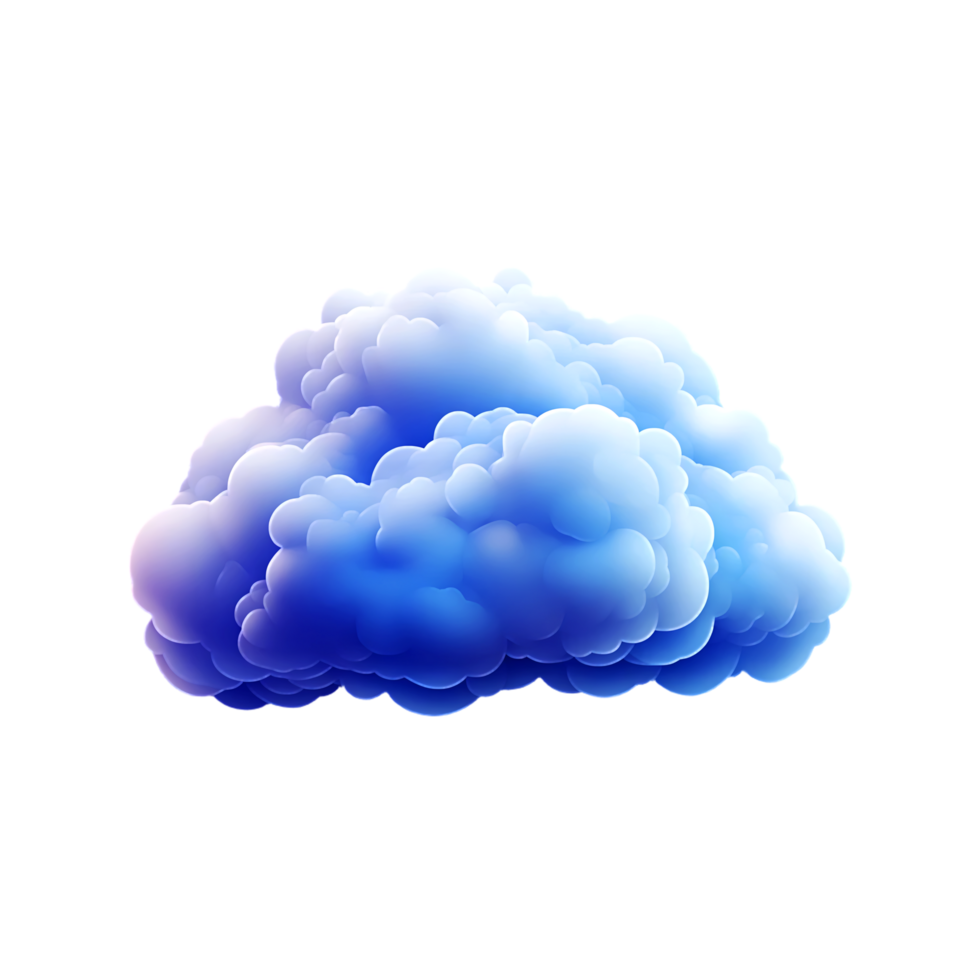 Blue fluffy cloud isolated on transparent background png