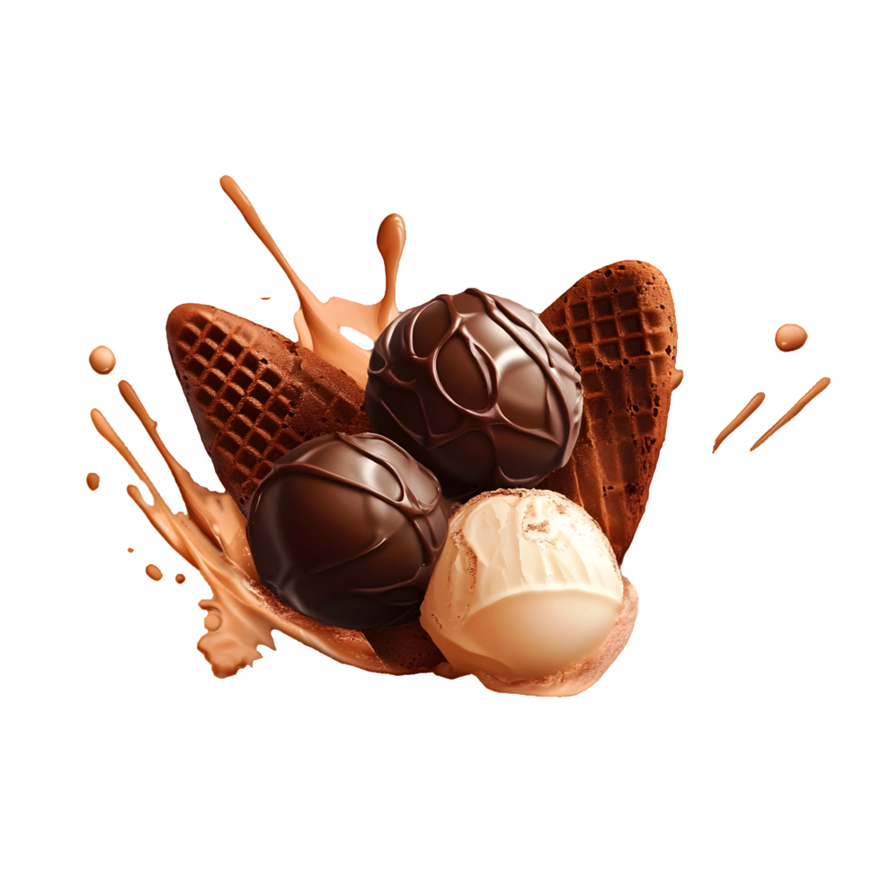 Chocolate Truffles and Waffles on a transparent background png
