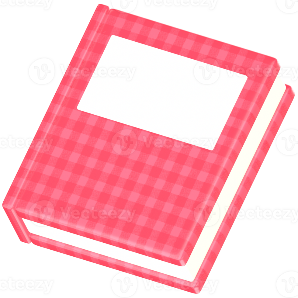 Red Notebook 3D Kawaii Stationery Stickers Illustration for Decorations png