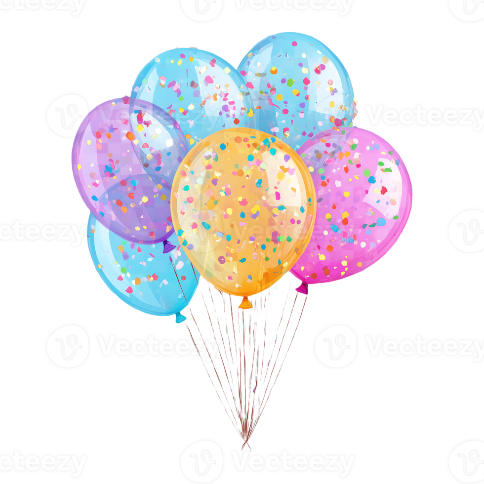 colorful balloons on a transparent background png