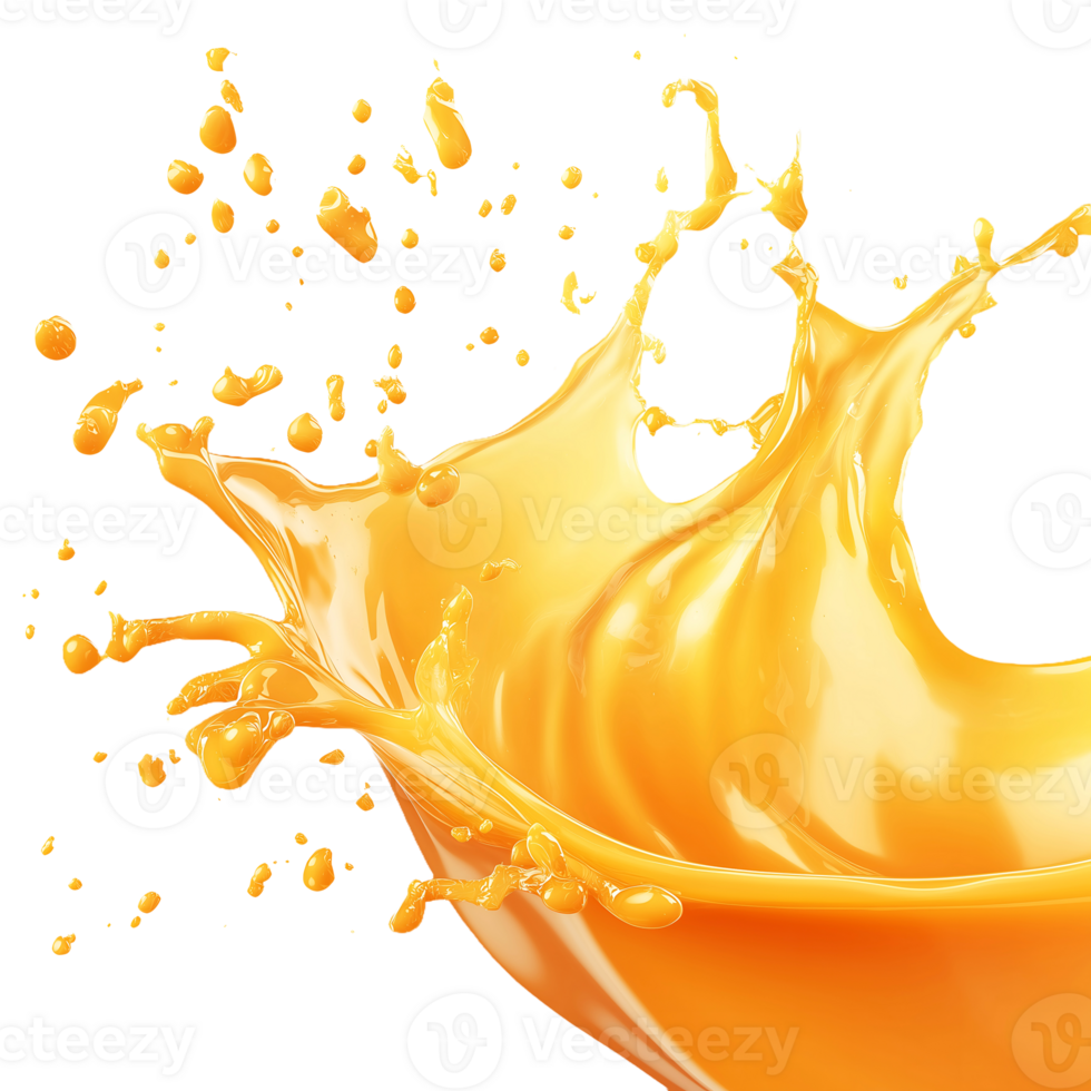 Splash of bright orange liquid frozen in motion, creating a vibrant and dynamic effect, png