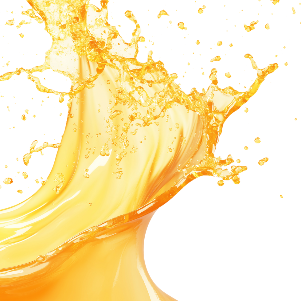 Splash of bright orange liquid frozen in motion, creating a vibrant and dynamic effect, ideal for creative, abstract, and artistic design projects, food, or beverage themes png