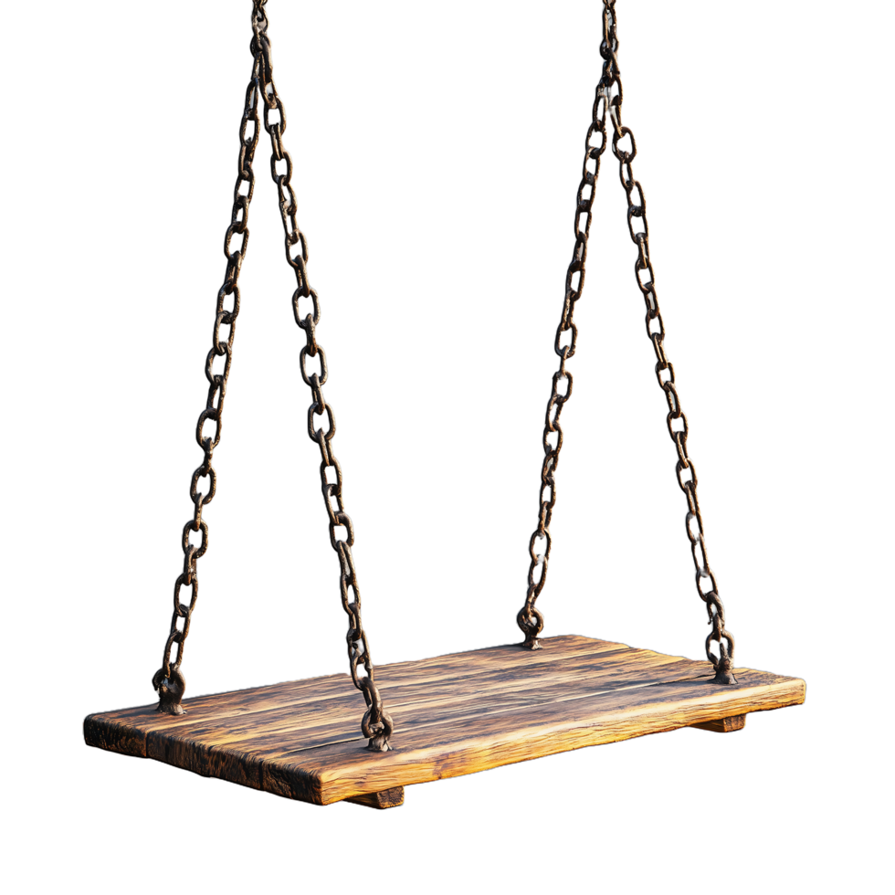 Rustic Wooden Swing Perfect for Outdoor Relaxation png
