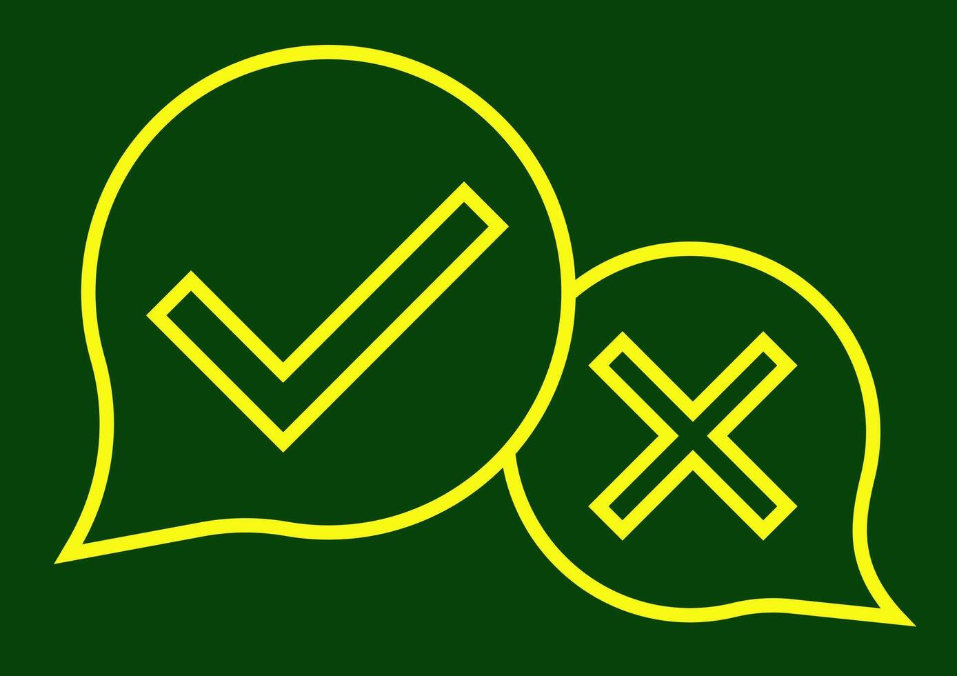 Flat check mark and cross in text bubble. Communication graphics. vector