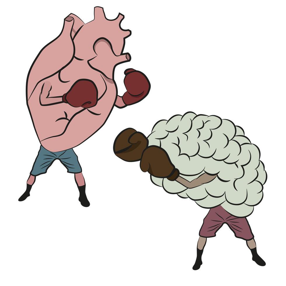 The age-old struggle of the mind against the feelings. vector