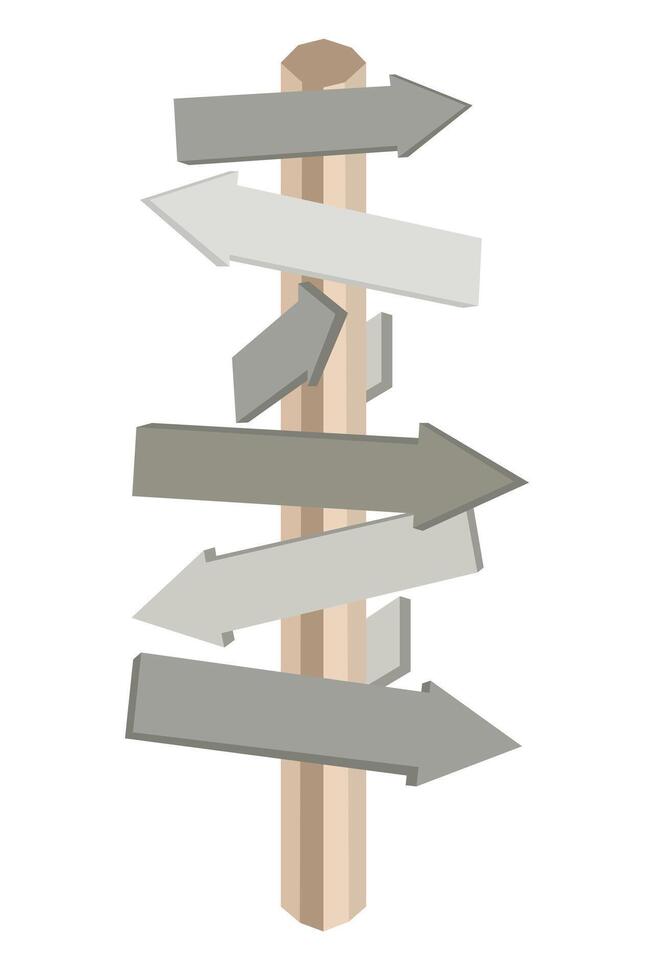 Volumetric sign. Direction sign. Empty road sign. Pointer to indicate direction. vector