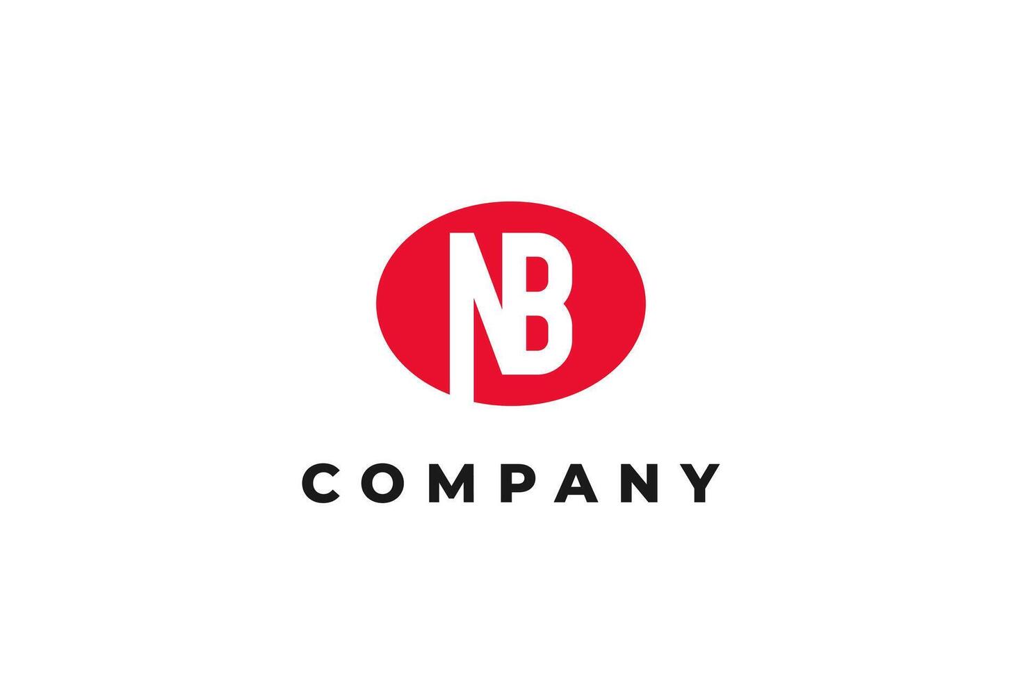 letter n and b oval circle red logo modern business vector