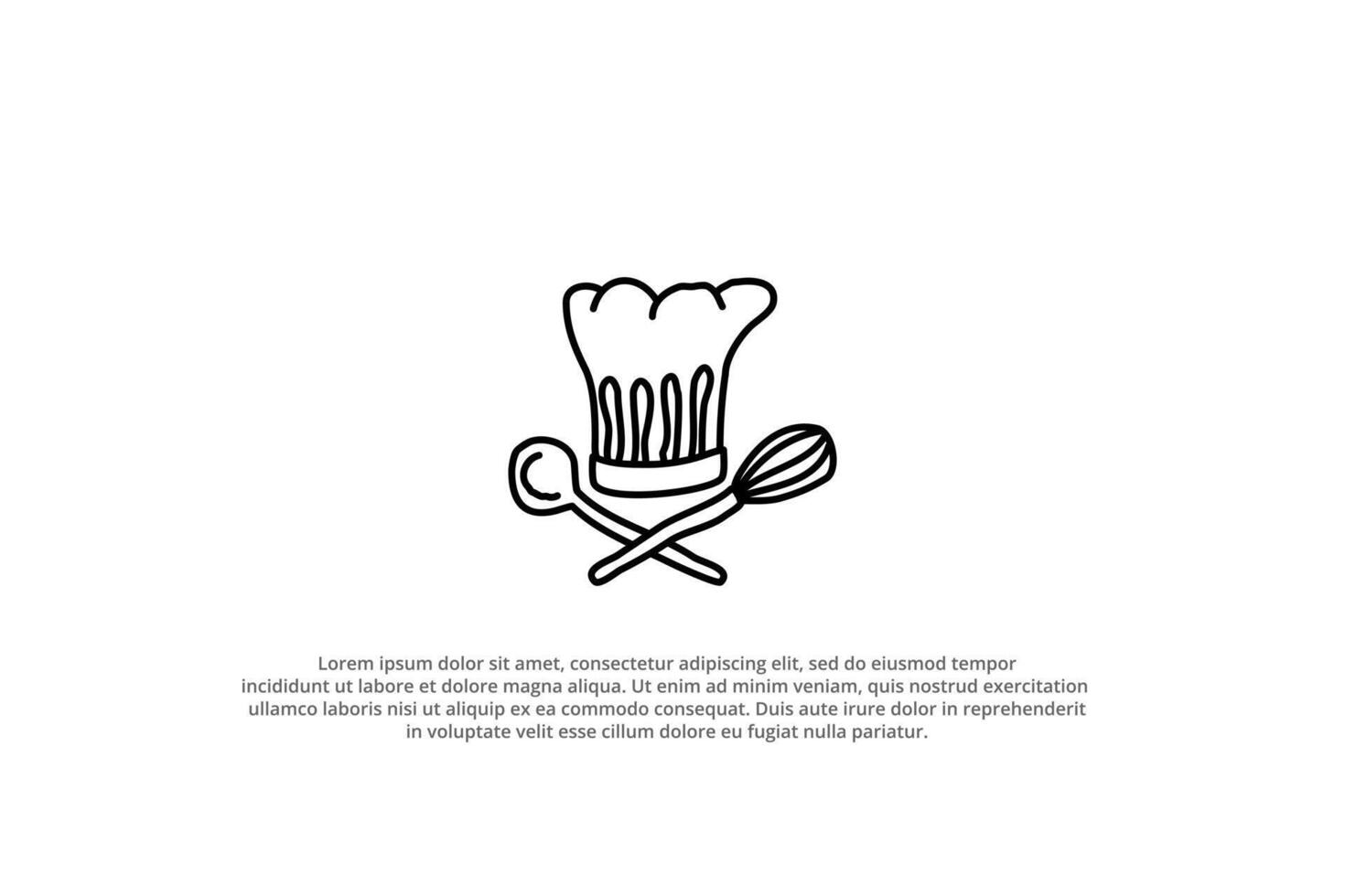 hand drawn chef hat with crossed spoon and whisk vector