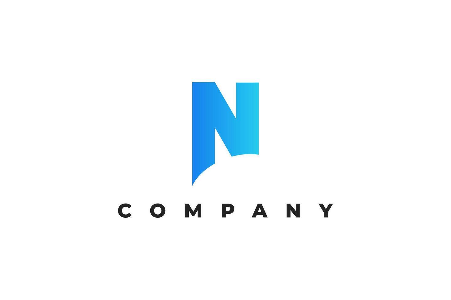 letter n blue modern and simple logo vector