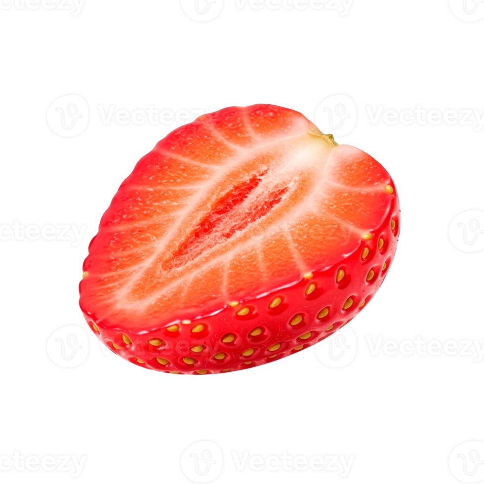 Fresh ripe strawberry cut longitudinally cut out png