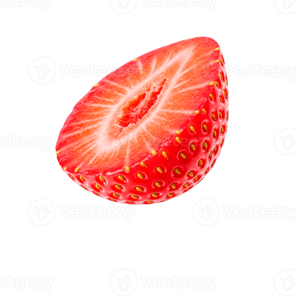 Ripe strawberry cut longitudinally cut out png