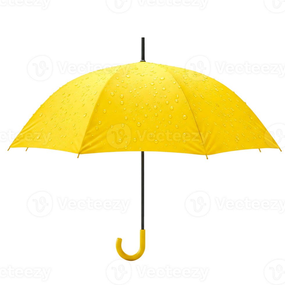 Vibrant yellow umbrella with rain drops cut out png