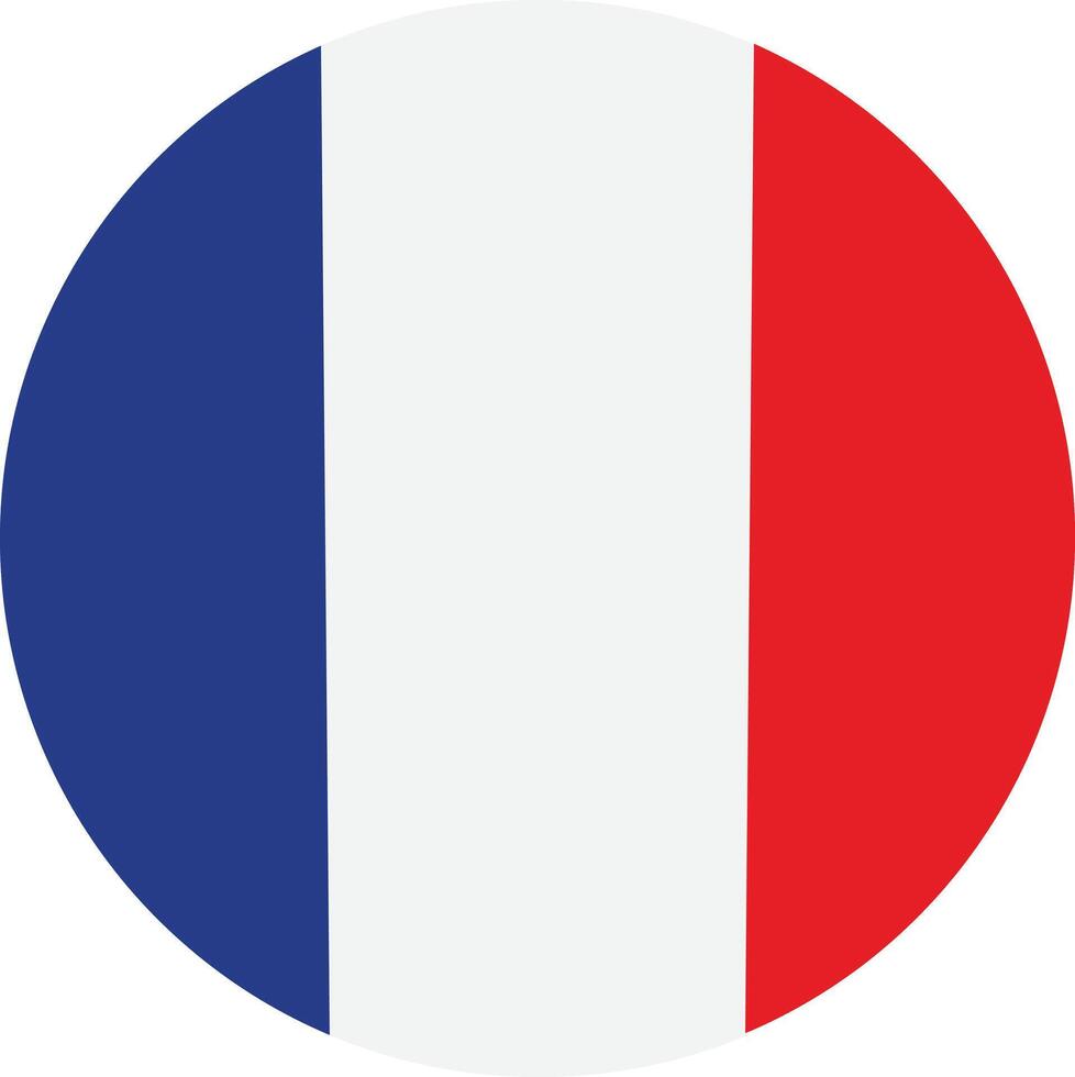 round franse flag icon. The flag of France. Flag icon. Standard color. Round flag. flat design in trendy style. illustration. vector