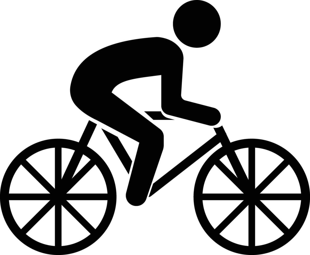 Biker and bike silhouette black . Bike icon. flat design in trendy style vector