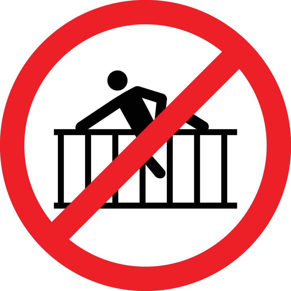 graphic of sign prohibiting the crossing of barrier. ISO Prohibition Sign. red circle. vector