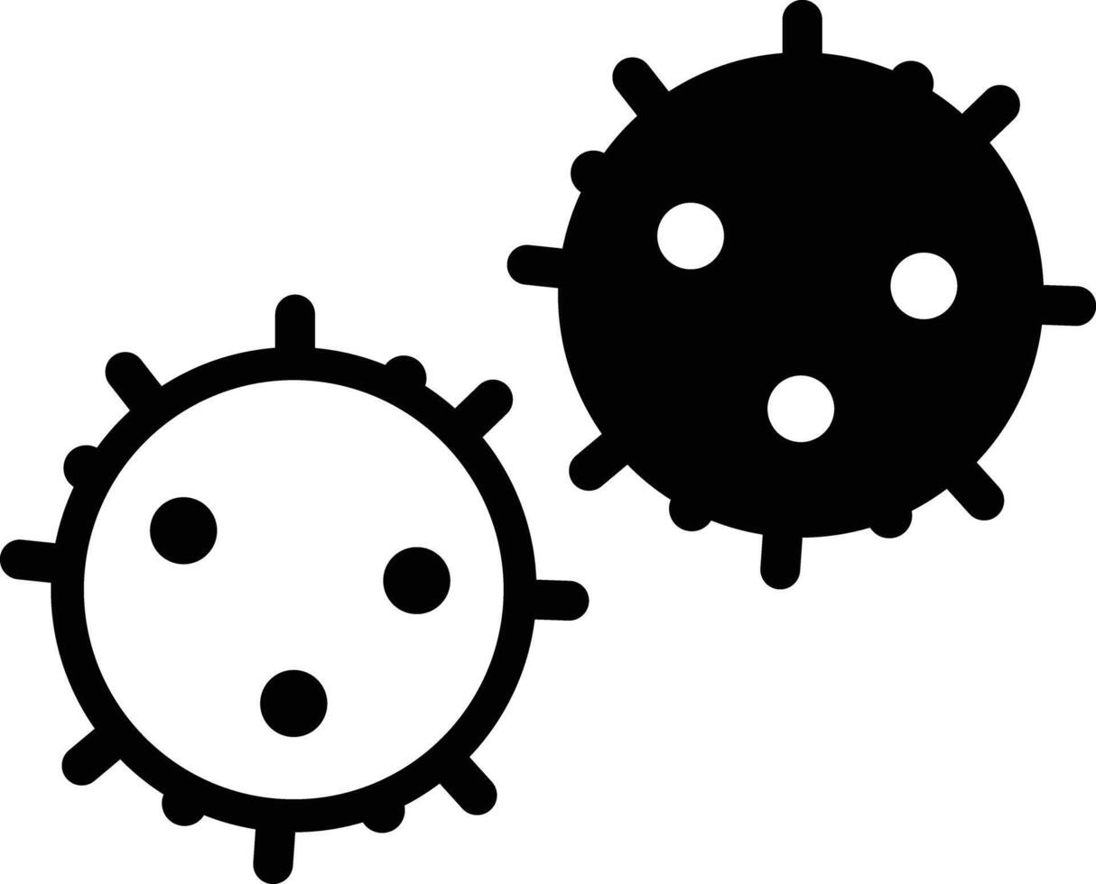 Virus or germ icon. antibacterial, no bacteria icon. two black and white of a virus and a virus vector